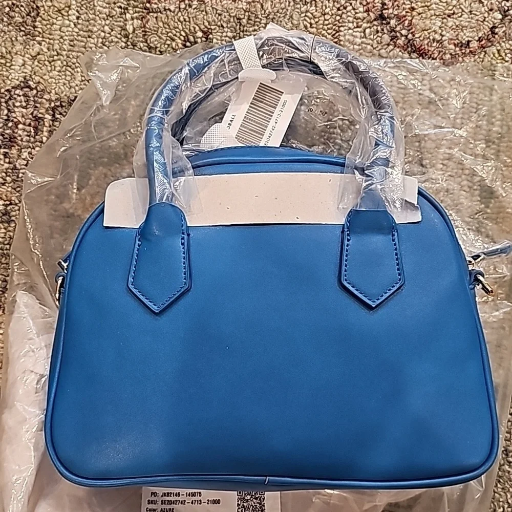 New JUSTFAB 'm The Boss Blue Dome Satchel
